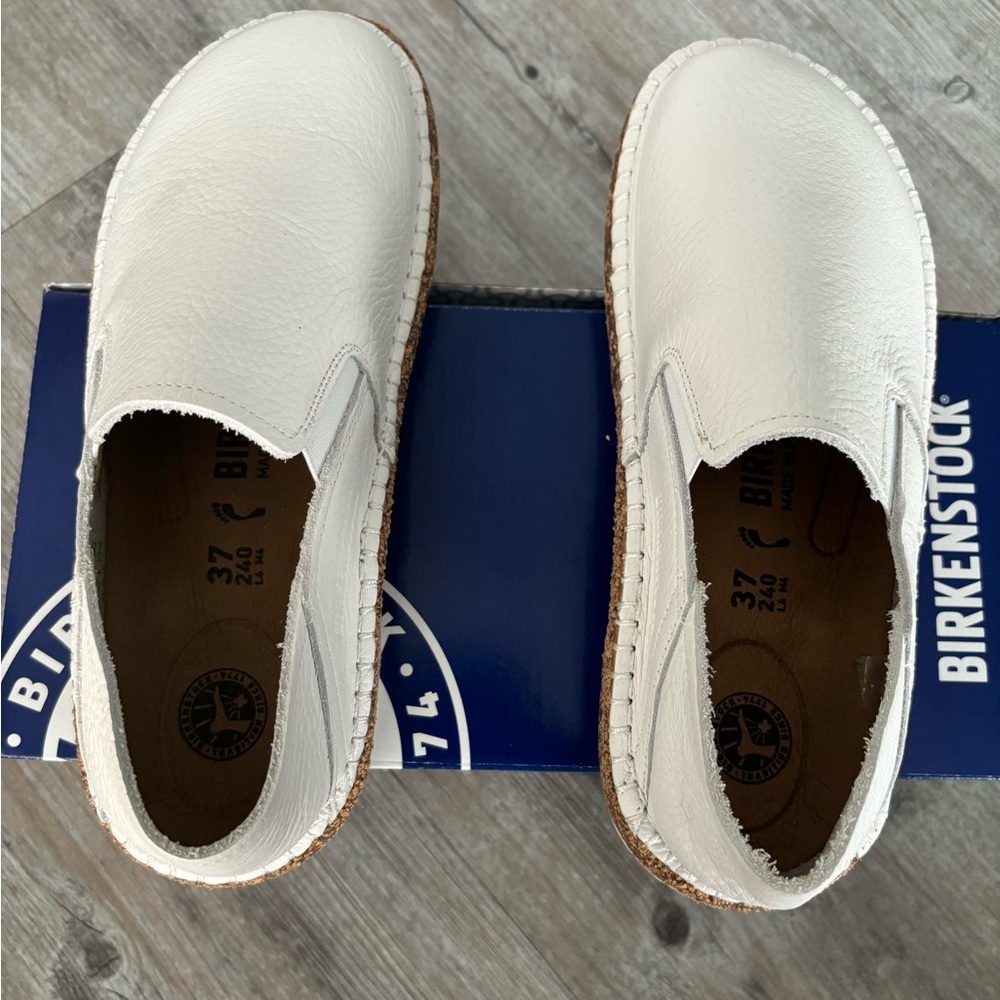Birkenstock Womens Callan Slip On White Leather
